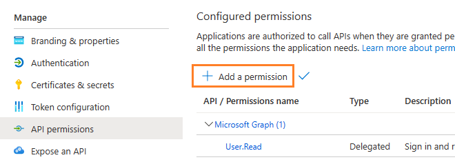 add api permission to app in azure