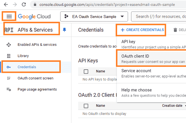 google oauth Credentials