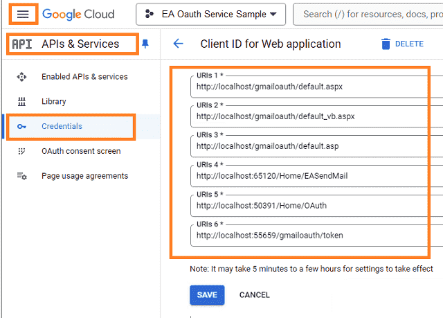 Authorized Redirect URIs