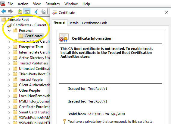 Test root certificate